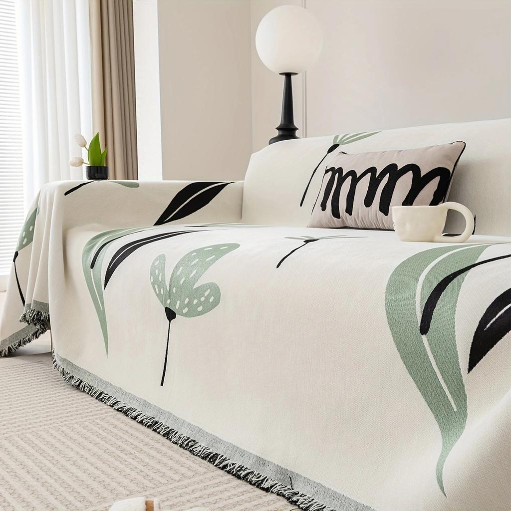 1PC Home Living Room Decorative Sofa Towel, Simple Four Seasons Universal Sofa Towel Polyester Dustproof Cat Scratch Resistant