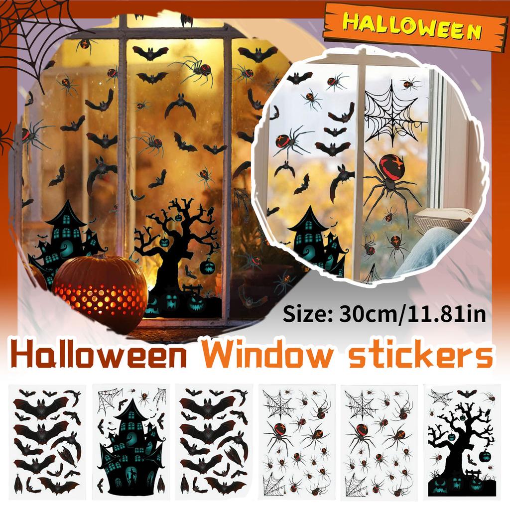 Halloween Decorative Window Stickers Bats Holiday Party Living Room Wall Decoration Stickers Pvc Self Adhesive