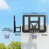 Wall-Mounted Basketball Hoop, Tear-Resistant Net, Weather-Resistant, Durable, for Indoor and Outdoor Use, Black