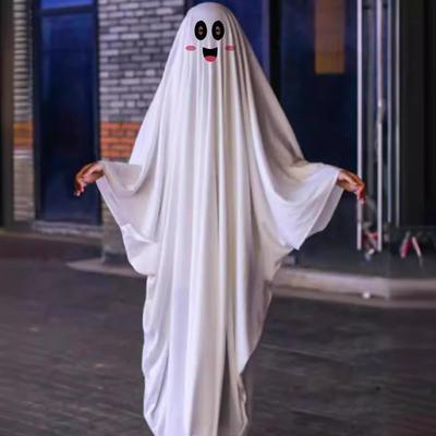 Костюм на Хеллоуин, длинный плащ-призрак для детей и взрослых, ужасный костюм-призрак, белый плащ, забавные костюмы с изображением лица привидения