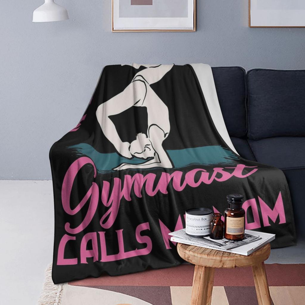 Gymnastics My Favorite Gymnast Calls Me Mom Blanket Soft Warm Flannel Throw Blanket Cover for Bed Living room Picnic Home Sofa