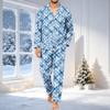 Men's Shirt Pajama Set with Long Pants, Relaxed Fit Long Sleeve, Christmas Print Sleepwear
