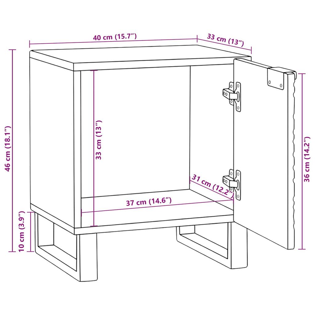 Nightstand Natural 40 x 33 x 46 cm Wood Based Material