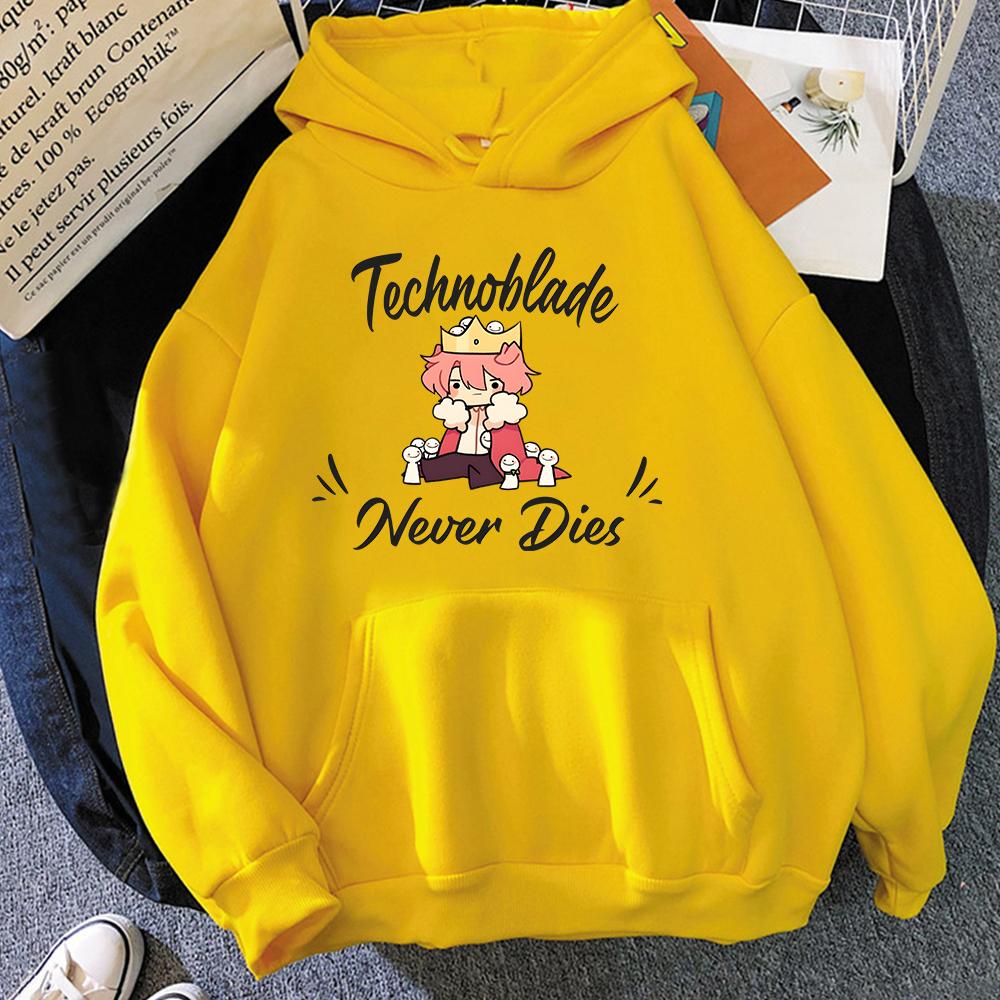 Dream SMP Game Hoodie Retro Style Technoblade Never Dies Print Sweatshirt Funny Cartoon Tops Women/Men Kawaii Hoodies