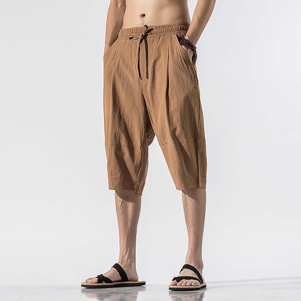 Мужские повседневные брюки, модные укороченные брюки, модные прямые мужские брюки с драпировкой