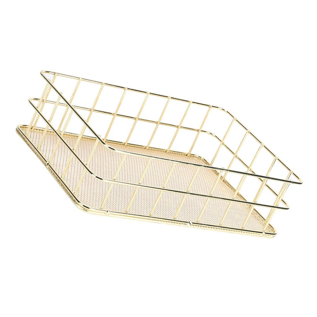Золотая железная корзина для хранения Многофункциональный органайзер для хранения на рабочем столе из проволочной сетки для дома