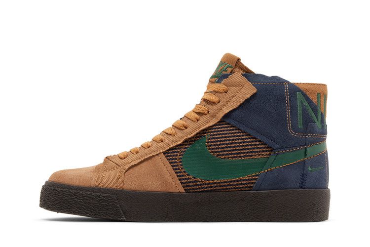 Мужские кроссовки Nike SB Zoom Blazer Mid Premium Legend Темно-коричневый Обсидиан Пэчворк