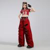 Girls Jazz Dance Outfit Kids Hip Hop Performance Costume Short Sleeve Top Pants Set