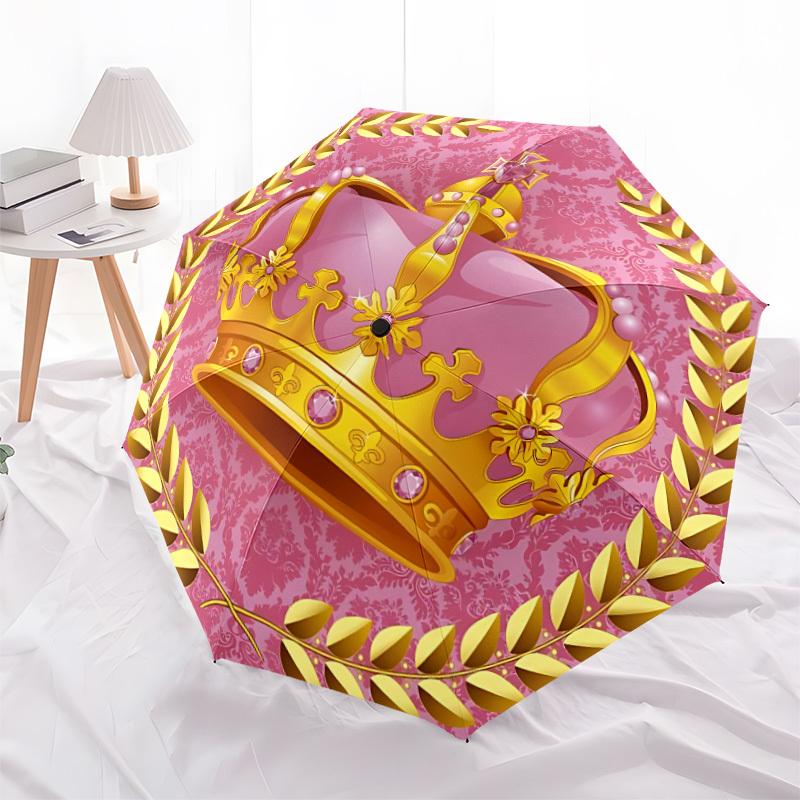 1 шт. Автоматический складной зонт Crown Royal - Портативная складная конструкция, 8-реберный железный каркас, Прочная ткань yy251125005