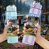 1PC Kids Picnic Tent Outdoor Scene Print 750ml Color Plastic Sports Water Bottle Leakproof Flip Straw Lid Suitable for Sports Office Home Use