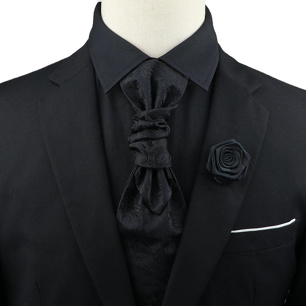 Мужской, Галстук с пейсли, Набор брошей для галстука, Красный, Черный, Регулируемый галстук, Роскошный, Смокинг, Свадьба жениха,