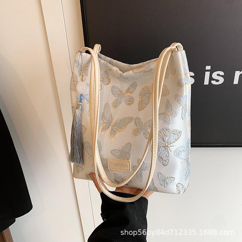 Новая сумка в стиле ханьфу, антикварная вышитая сумка-ведро, портативная, через плечо, рюкзак, аксессуары для ханьфу, тканевая сумка, милая