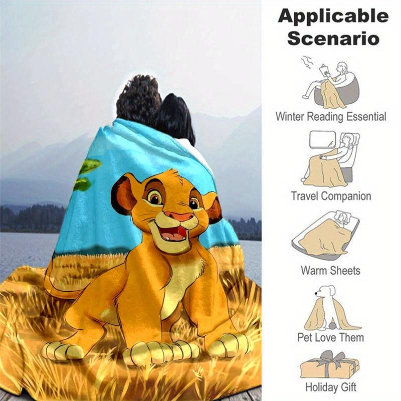 1pc. Cartoon Lion King Blanket, Soft and Warm Home Decor for All Seasons, Perfect Gift for Friends and Family, Seasonal Throw Blankets for Couch, Bed,