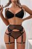 Фэнтезийный комплект с подвязками, сексуальный бюстгальтер и трусики, черный