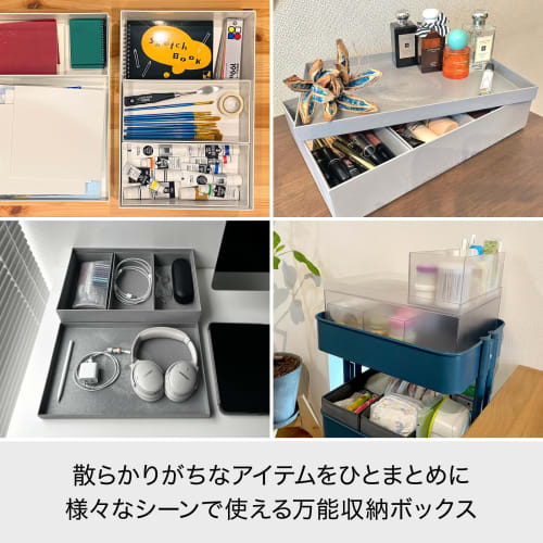 Like-it Tidy Up Box Starter Kit (4 shallow boxes) TDS-03 Gray, a versatile storage box that neatly organizes small items, perfect for small item stora