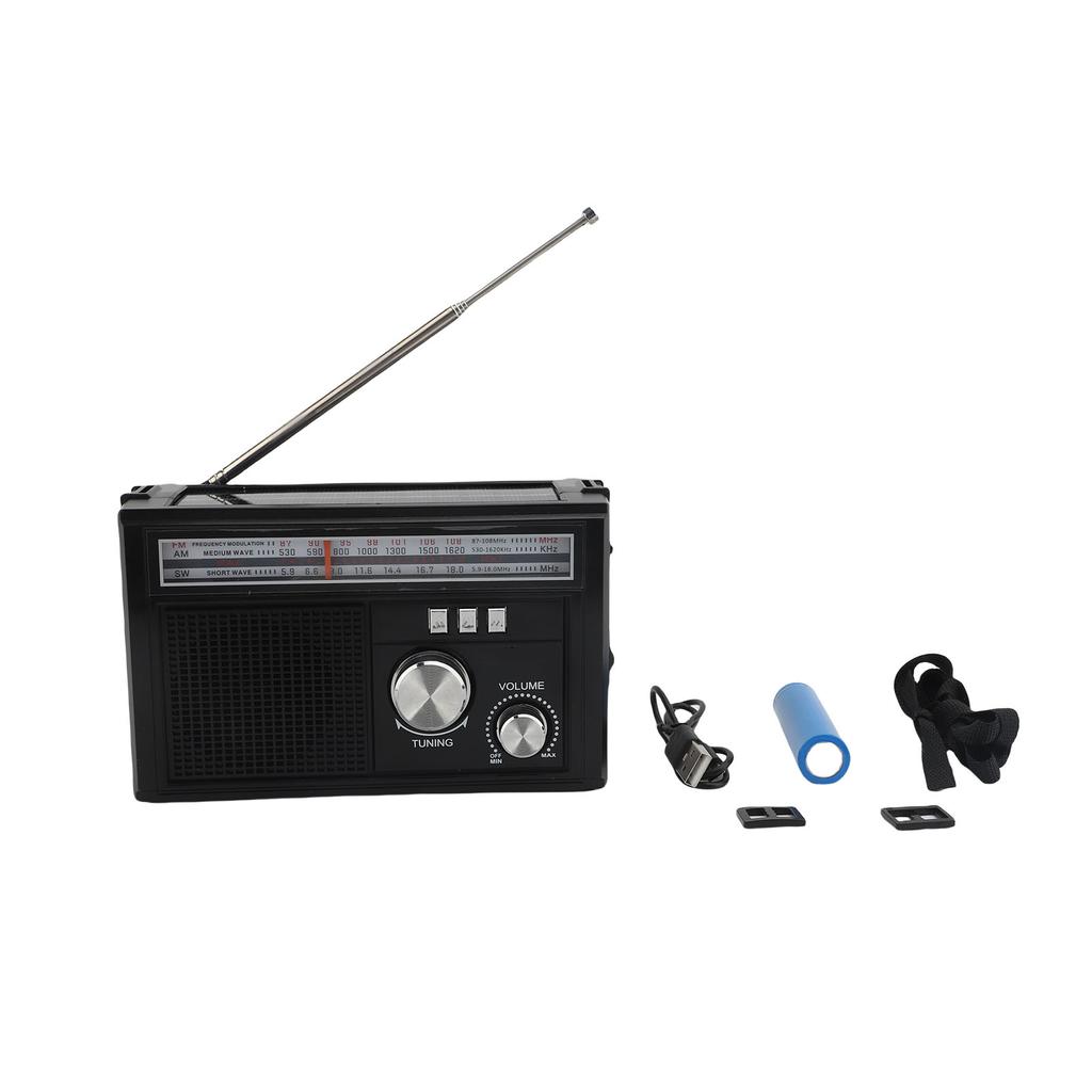 Радиоприемник AM FM SW MP3-плеер с аккумулятором 1200 мАч, работающий от солнечной батареи, со светодиодным фонариком для помещений и улицы
