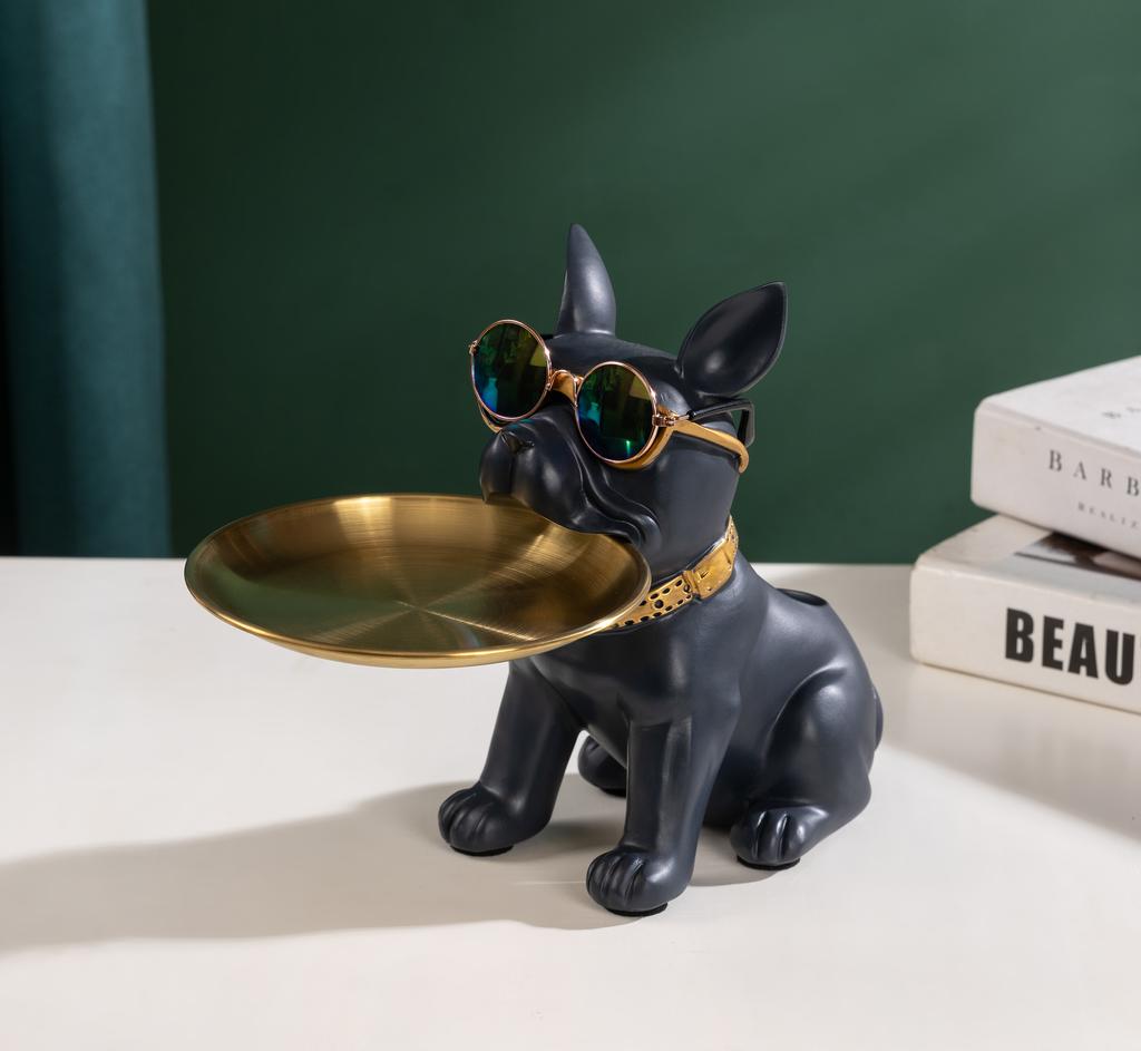 1 шт. Статуэтка собаки из смолы, украшение для гостиной, скульптура собаки, украшение для подноса, украшение для семейного французского бульдога, украшение для внутреннего офисного стола