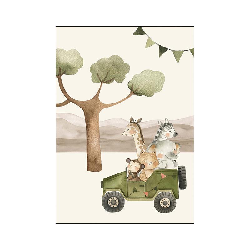 Картина на холсте с изображением животных из мультфильмов Лев Обезьяна Крокодил Принт Декор для детской комнаты Настенный декор для гостиной Постер со слоном для домашнего декора Без рамки