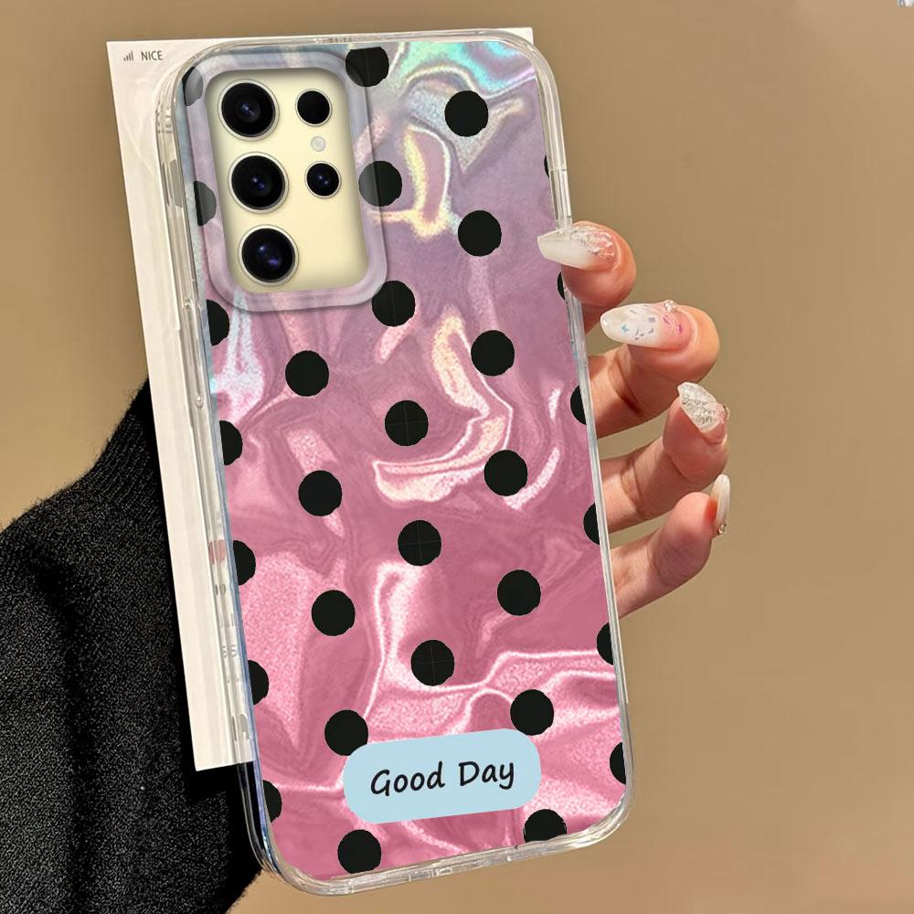 Красочный классический чехол для телефона с черными точками для Samsung Galaxy S25 S24 S23 S22 S21 FE Plus Ultra S25+ S24+ Оболочка Силиконовая задняя крышка
