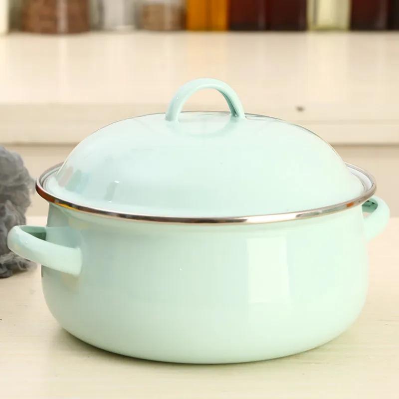 Антипригарный суповой котелк Эмалированный Котел для готовки Толстое дно Кастрюля для бульона Ручка Лапша Рамен Газовая плита Кухонная посуда