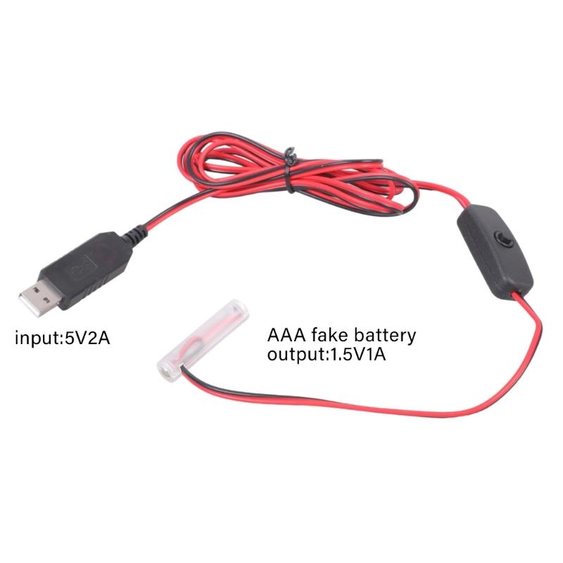 Кабель-преобразователь виртуальной батареи USB 5 В в 1,5 В 3 А с выключателями для электронных игрушек, термометров и часов
