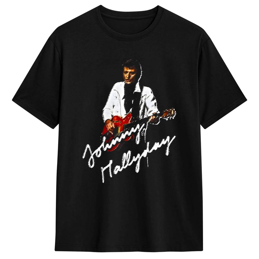 Johnny hallyday T Shirt Summer Harajuku T-Shirts 100% Cotton O Neck Oversize Tees Short-Sleeve
