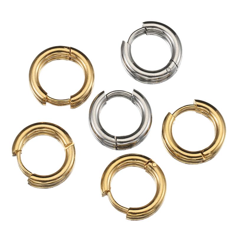 10pcs Stainless Steel Hoop Earrings Inner 8mm 12mm 18mm Women Earrings Men Punk Hiphop Bijoux Gifts Jewelry Piercing Accessories