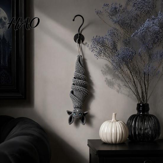 Beginner Friendly Crochet Tools Bat Wind Spinner DIY Kit, Halloween Knitted Spiral Hanging Decoration Knitting Kits for Beginners with Yarn And Hook,