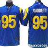 Мужская синяя форма NFL Los Angeles Rams № 95 в стиле Аарона Дональда - Вышитая футбольная форма, одежда для фанатов
