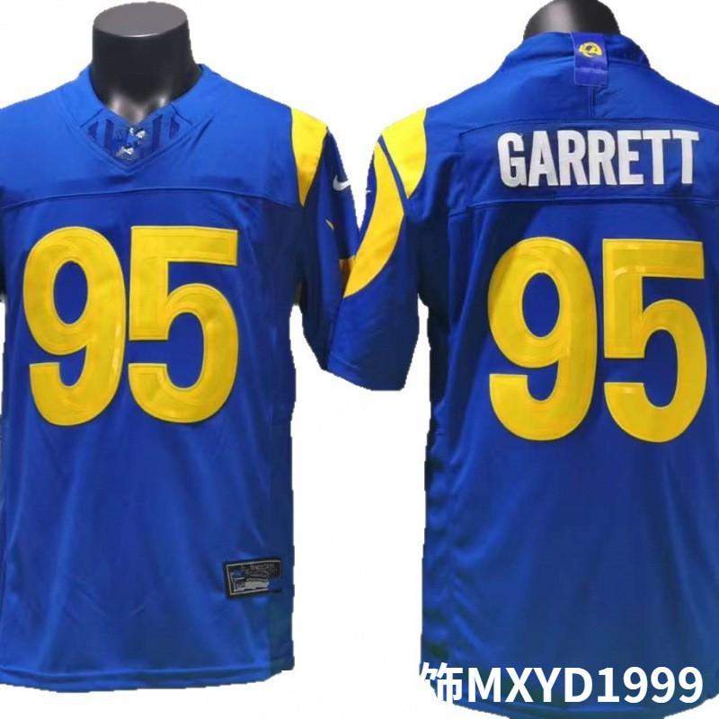 Мужская синяя форма NFL Los Angeles Rams № 95 в стиле Аарона Дональда - Вышитая футбольная форма, одежда для фанатов