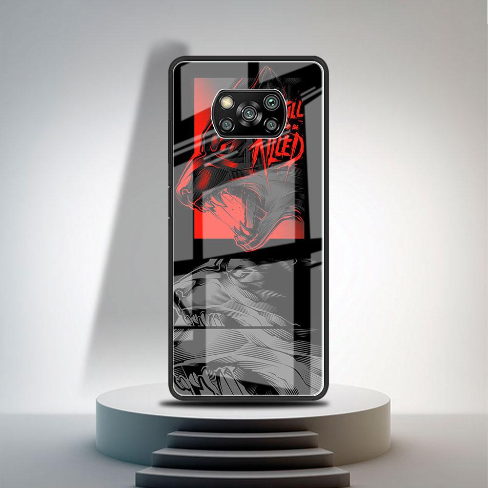 Стеклянный чехол для Xiaomi Poco X3 NFC 11 Lite 11T F3 M3 для Redmi Note 11 10 9 8 Pro 10S 9S 9A 9C, чехол для телефона Лев Волк
