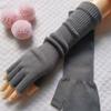 1 Pair Long Knitted Unisex Half Finger Gloves Women Girls Autumn Winter Arm Warmer Elbow Long Warm Work Gloves