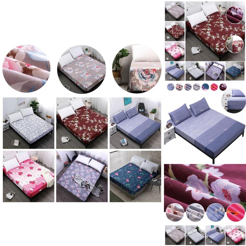 Colorful Floral Mattress Protective Cover Fitted Sheet Dustproof Cover For Bedrooms