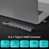 8 In 1 Multiport Adapter with Gigabit Ethernet USB Port Type-C Port Card Reader Type-C Hub Dongle Docking Station