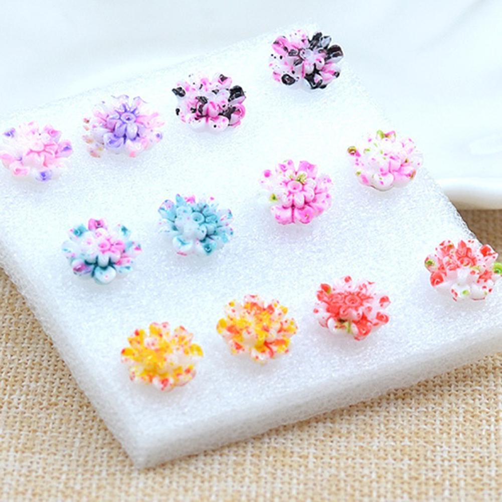 Серьги Bluelans, пары/комплект из смоляных цветов, женские милые серьги с разноцветными ромашками, 6 сережек-гвоздиков, ювелирные изделия