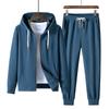 Men's Sportswear Leisure Fitness Youth Solid Color Trend Student Everything Waffle Fabric Two-piece Suit