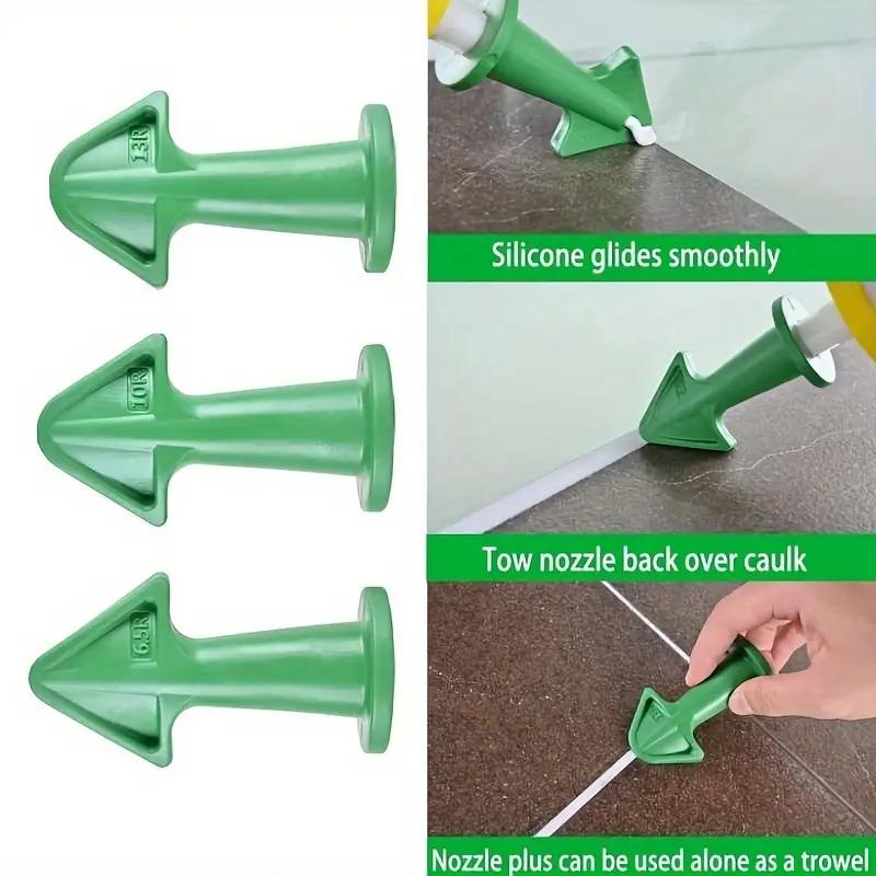 3Pcs/set Silicone Caulking Finisher Caulk Nozzle Applicator Sealant Nozzle Caulking Epoxy Piston Grout Scraper for Tile or Brick Joints