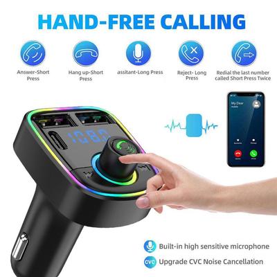FM-передатчик PD Type-C Двойной USB 3.1A Цветная подсветка Handsfree MP3 Модулятор Плеер Автомобильный Bluetooth 5.0