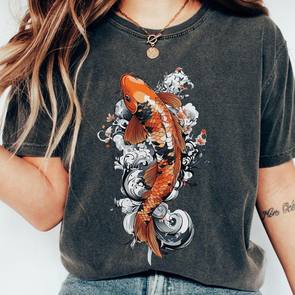 Japanese Koi T-Shirt, Comfort Colors, Japanese Streetwear