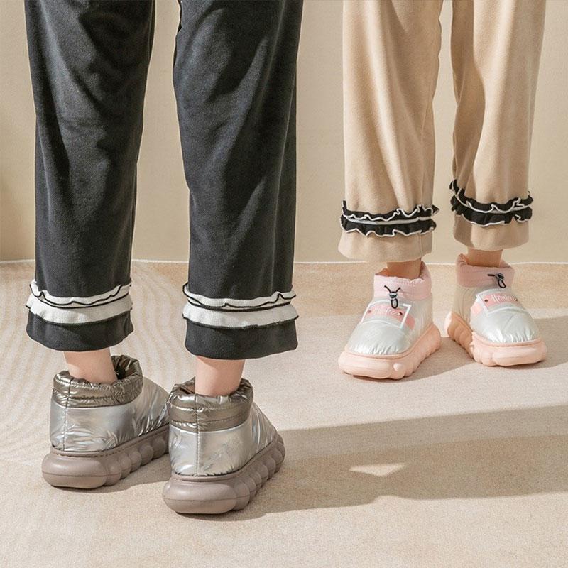 Mo Dou Водонепроницаемые хлопковые туфли на каблуке-вамп для женщин и мужчин Мягкие домашние ботинки Модельерские уличные зимние ботинки унисекс