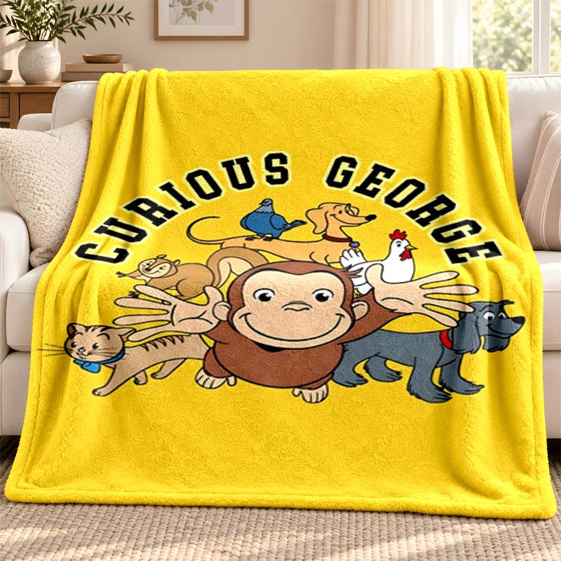 Curioso George blanket Flannel Blanket Soft Cozy Plush Throw for Sofa Bed Lightweight Home Decoration Outdoor camping