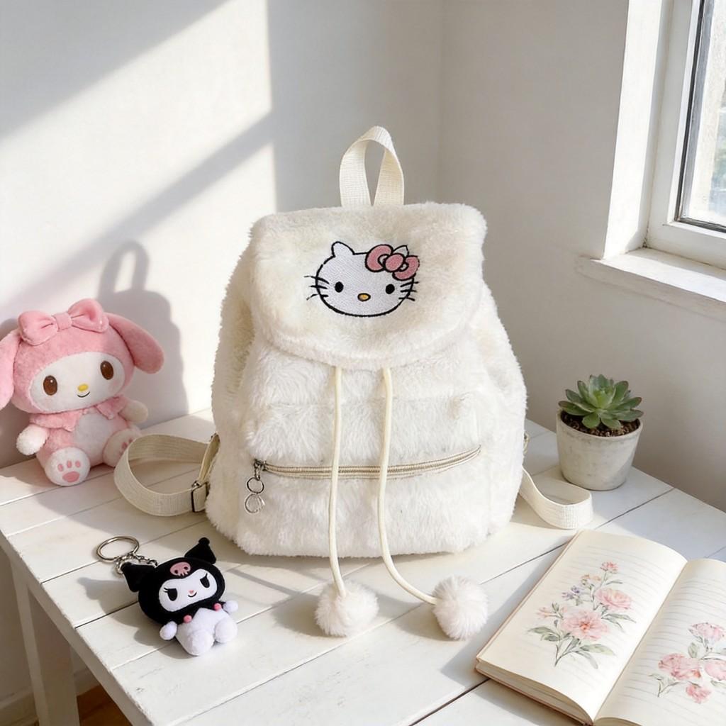 My Melody Cartoon Double Backpack With Drawstring Closure For Girls And Teens