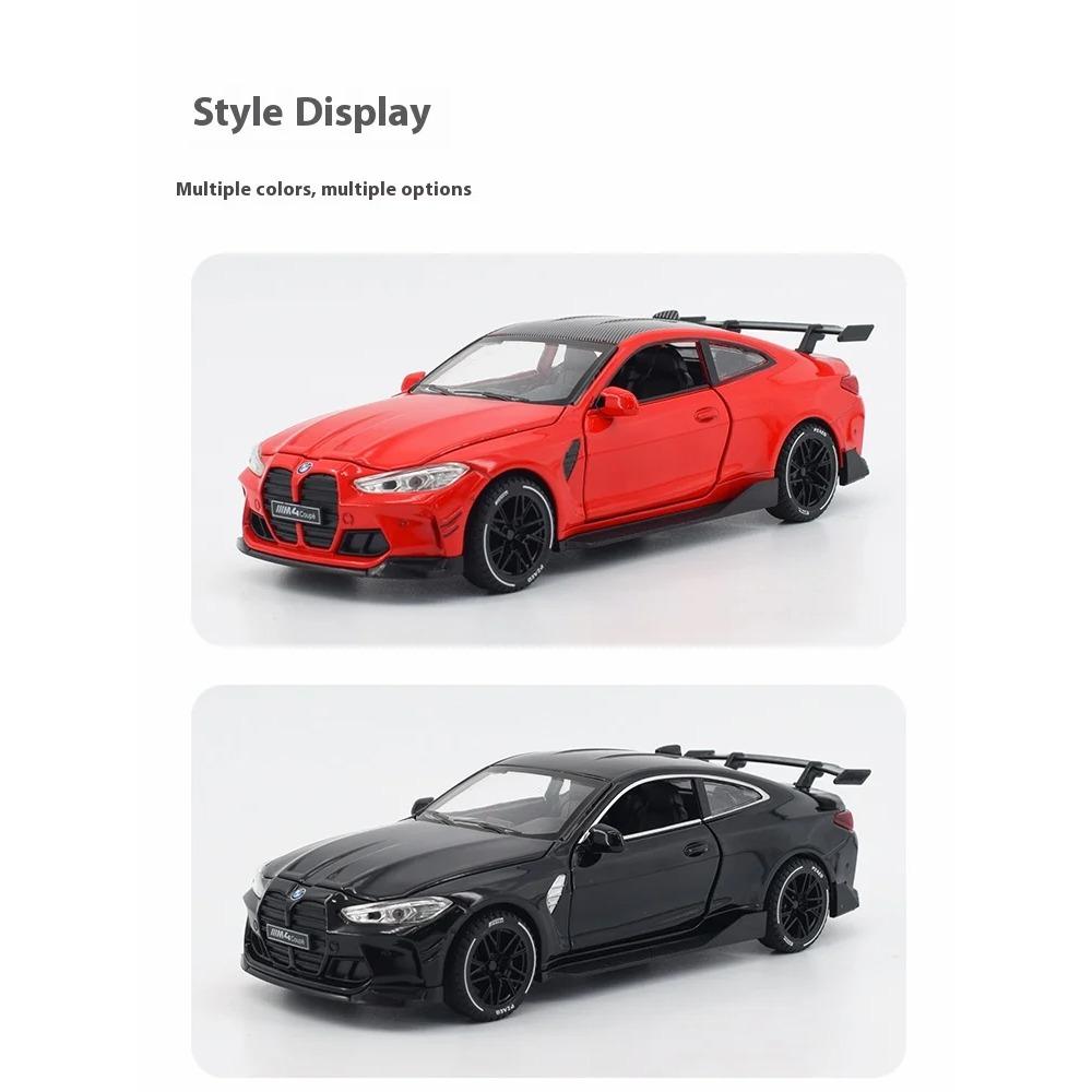 1/32 BMW M4 Coupe Sports Car Alloy Die Casting Metal Model Sound & Light Pull Back Toy Trendy Collect Ornament Boys Toy Present