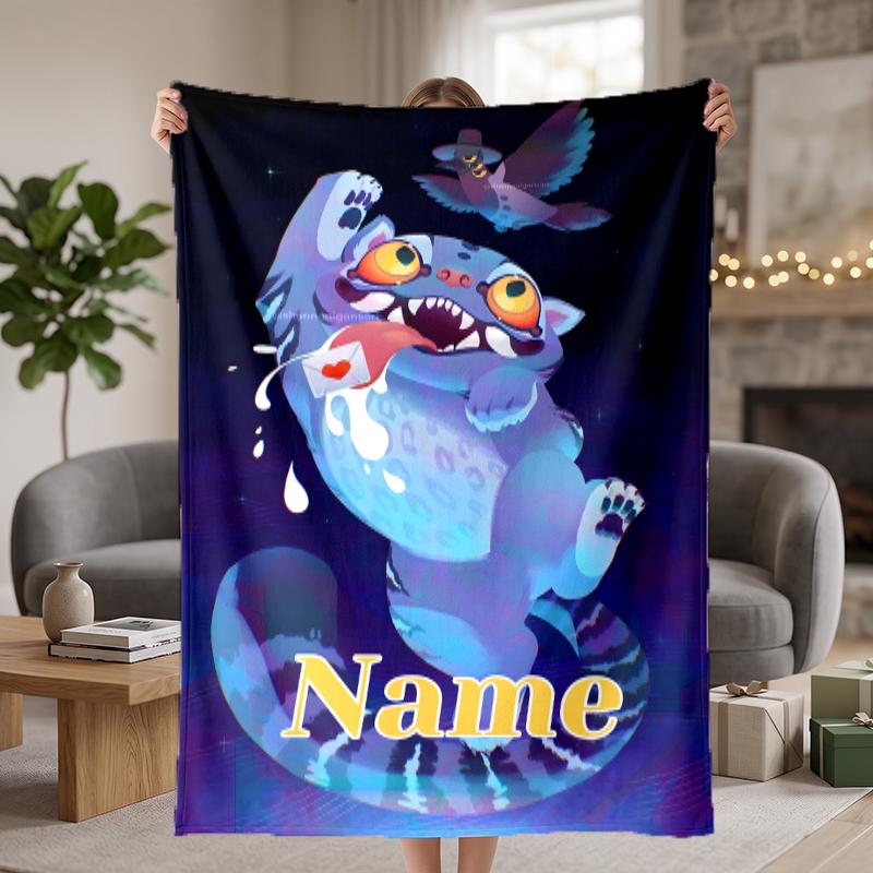 Derpy Tiger Custom Flannel Blankets Soft Warm Cozy Throws for Home Decor Holiday Gifts