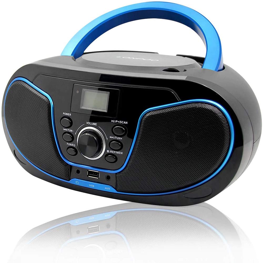 LONPOO Стерео CD-плеер с FM, MP3, наушниками, ЖК-дисплеем, компактный CD-плеер, идеально подходит для детского сада, изучения языков, Bluetooth, радио, воспроизведение,