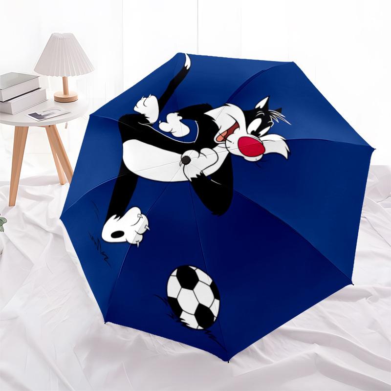 1PC Looney Tunes Sylvester Cat Auto Open/Close Cute Umbrella - Compact Travel Umbrella, 8-Rib Construction, Ideal Gift a0828148