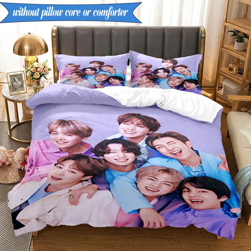 K-pop music group 3pcs K-pop music group Bedding set,Ideal for Bedroom, Dormitory,Including Duvet Cover And 2pcs Pillowcases,Fan gifts