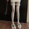 Sexy Sweet Over Knee Long Socks Women Girls Lolita Bowknot Thigh High Stockings Punk Lace Mesh Legging Hollow Fishnet Pantyhose