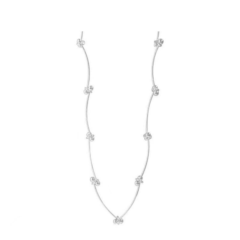 Оригинальный дизайн Ins S925, ожерелье из стерлингового серебра, ручная работа, круглое ожерелье из бисера, индивидуальность, цепочка на ключицу, женская