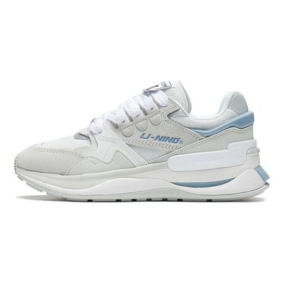 Li Ning 001 Ткань Синтетическая Кожа Амортизация Нескользящие Износостойкие Низкие Спортивные Повседневные Туфли Женские Кроссовки Белый Синий AGCS110-1